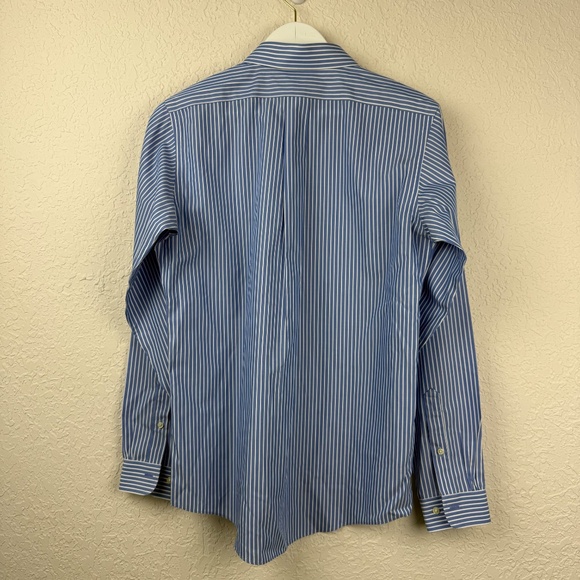 Brooks Brothers Fleece Non-Iron 100% Cotton Blue White Stripe Dress Shirt 20 - Picture 3 of 11